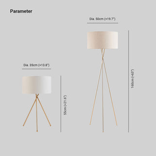 Mira Lampadaire/Lampe de Table Cylindre Moderne, Métal/Tissu, Blanc, Salon