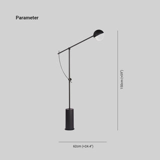 Mira Linéaire Design Lampadaire Globe Moderne Métal Noir Salon