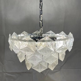 Kristy Lustre Hexagone Cristal, Métal/Cristal, Dégagé/Gris Fumé/Glaçage/Champagne, Salon
