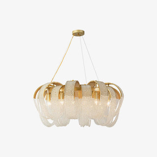Lustra Lustre Maille Cristal Doré Cascade Scintillante