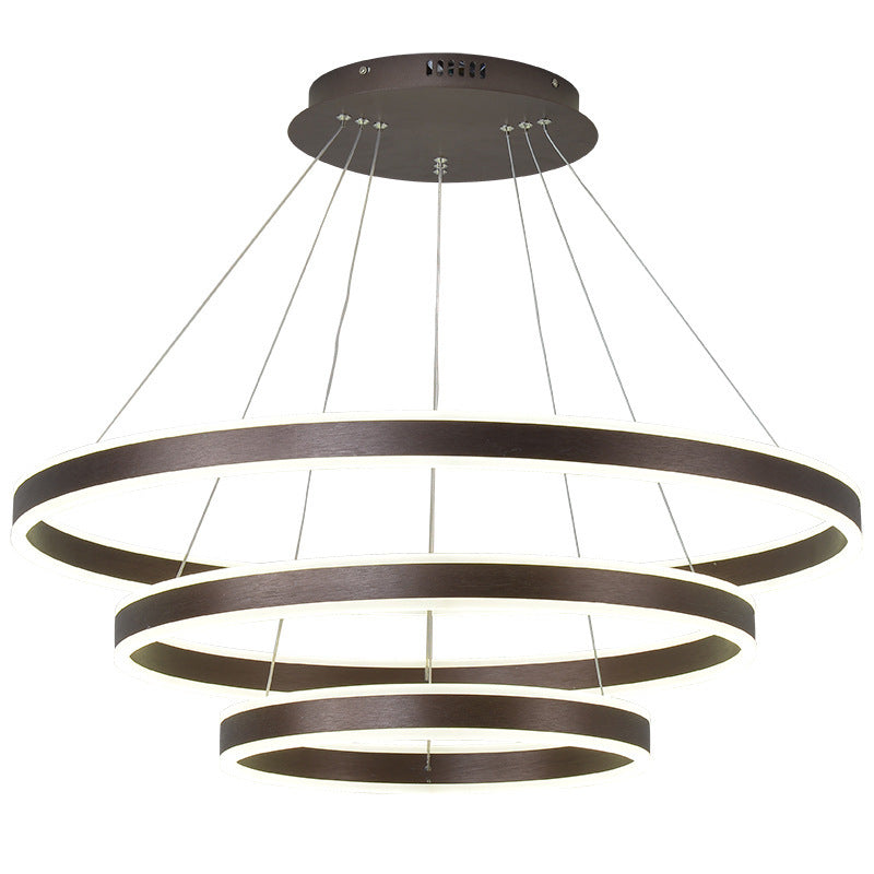 Arisha Led Suspension Cercle Minimaliste, Acrylic/Metal, Brun, Chambre