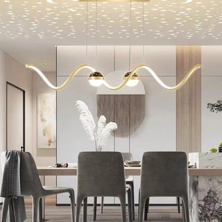 Arisha Suspension Linéaire Nordique, Métal/Acrylique, Noir/Blanc/Doré, Salon