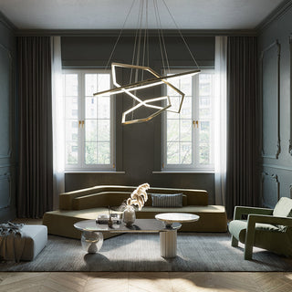 Ray Suspension Géométrique Contemporain, Métal, Doré, Salon/Chambre à Coucher