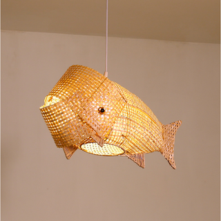 Ritta Luminaires Suspension Poisson Simple Métal/Rotin, Salon