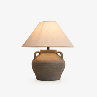 Two Handled Ceramic Jar Table Lamp-Neutral Decor