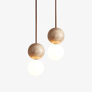 Luna Travertin Pendentif Lumière