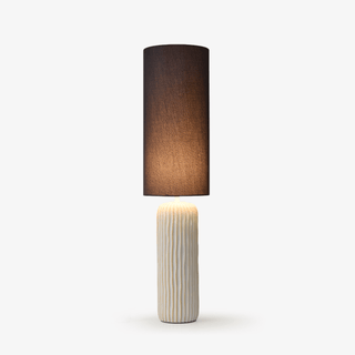 Ribbed Ceramic Column Table Lamp-Neutral Decor