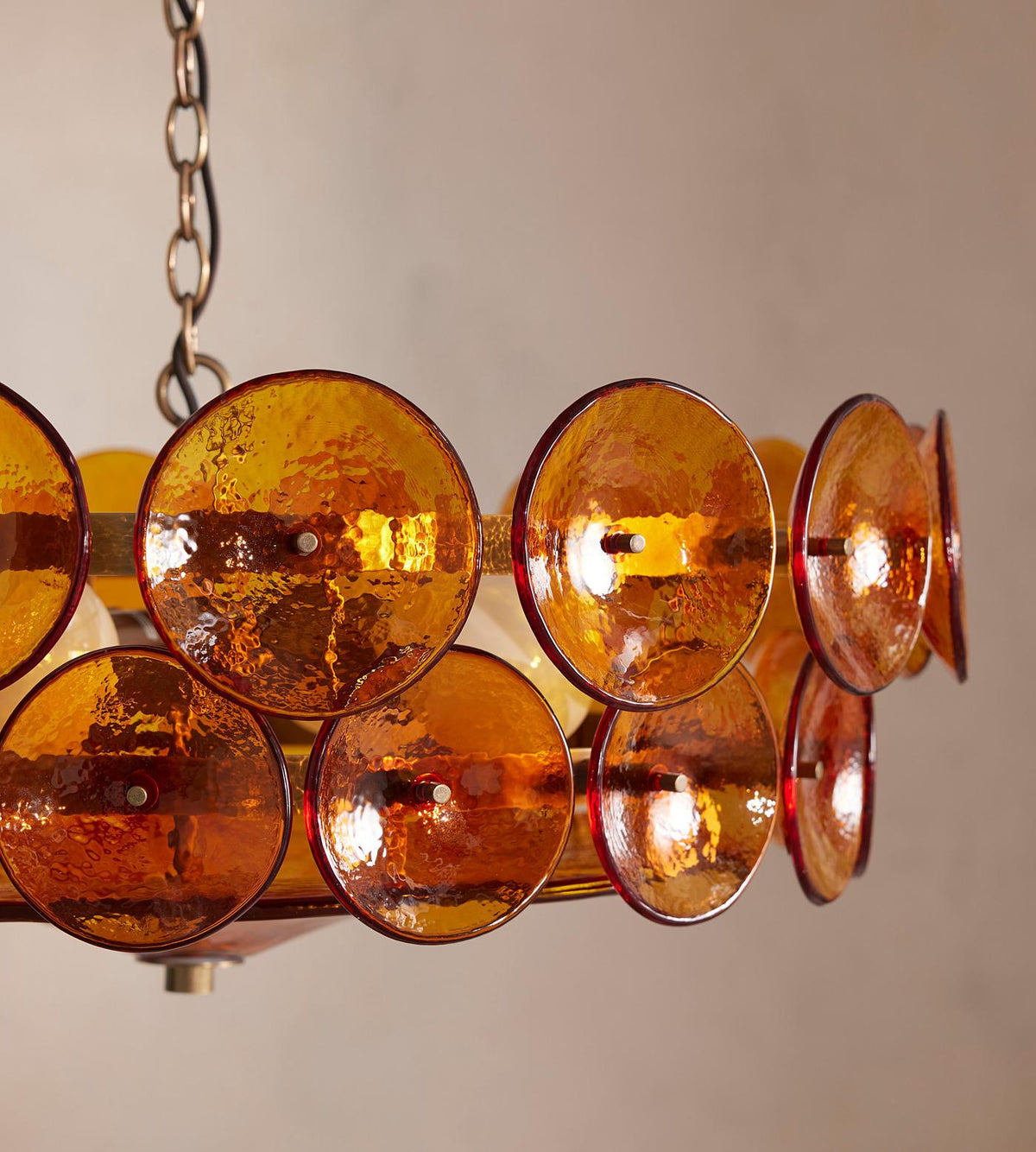 Jorara Lustre Disque Verre Murano Vintage