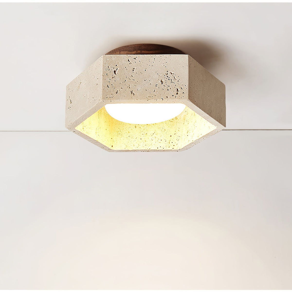Hexara Lumière de Plafond Hexagonale en Travertin