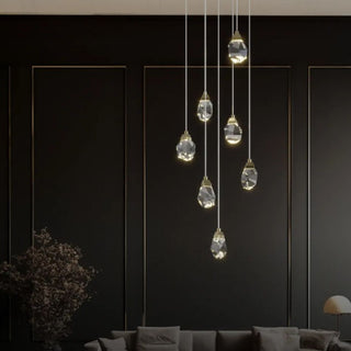 Kristy Luminaire Or Suspension Verre/Métal Pierres Chambre/Salon