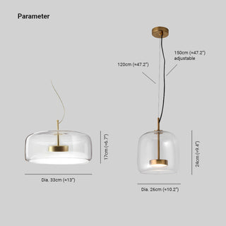 Davelix Suspension Cylindre Moderne Verre. Claire/Grise Fumée/Ambre-Luire