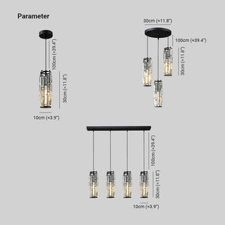 Kristy Suspension Cylindre/Multi Cristal, Métal/Cristal, Doré/Noir, Salon