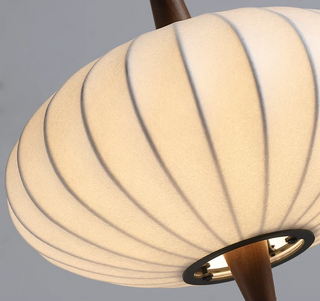 Ritta Lampadaire Rond Vintage Bois/Tissu Bois/Noyer, Salon