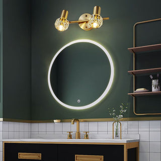Kristy Applique Murale Miroir Globe Simple, Métal/Cristal, Doré, Salle de Bain