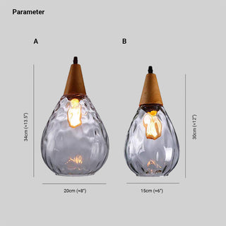 Salen Vintage LED Suspension Ambre Verre Bois Chambre à coucher-Luire