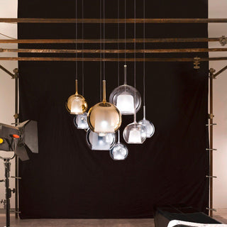 Lustra Suspension en Verre Fumé Rond