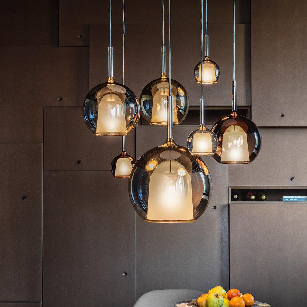 Meliora Suspension en Verre Fumé Rond