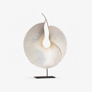 Sculptural Pleated Paper Lamp-Neutral Decor