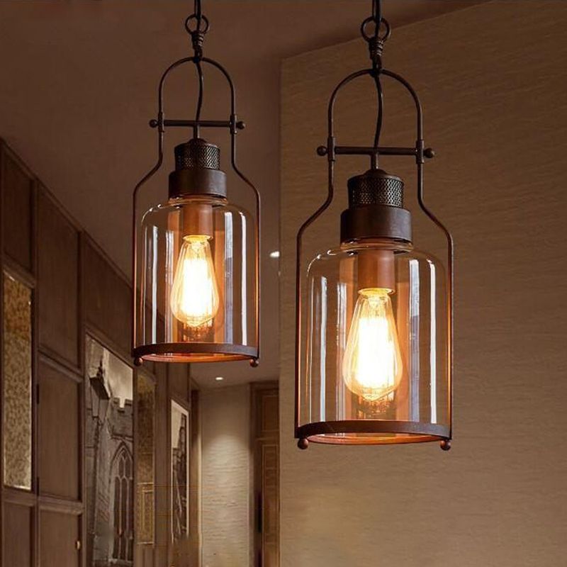 Epoch LED Suspension Noir Rouille Verre Métal Chambre à coucher