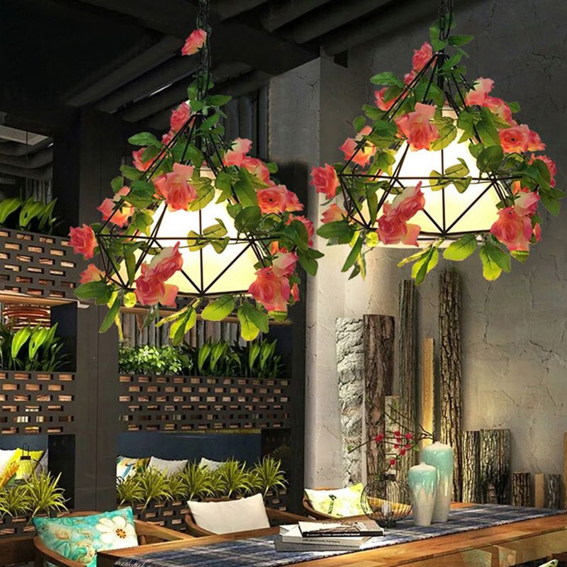 Ritta Fleurs Vintage Design LED Suspension Métal Bar Salon Salle à manger