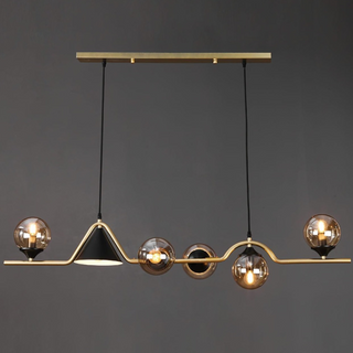 Ray Moderne LED Suspension Noir/Or Verre Salon/Chambre à Coucher