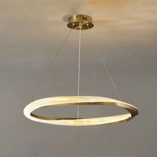 Kristy Luminaires Suspensions Anneau Moderne Métal Acrylique Noir/Cuivre Salon/Chambre à Coucher