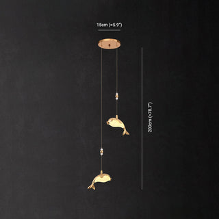 Arisha Design LED Luminaires Suspensions Dauphin Moderne Métal/Acrylique Doré Salon