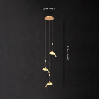 Arisha Design LED Luminaires Suspensions Dauphin Moderne Métal/Acrylique Doré Salon