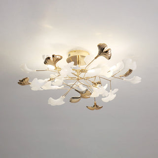 Olivia Design Plafonnier Floral Moderne Métal/Céramique Doré Salon/Chambre à Coucher