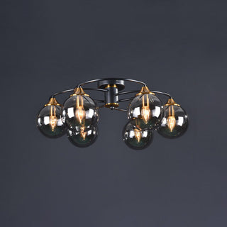 Valentina Plafonnier Boule Moderne, Métal/Verre, Ambre/Gris Fumé, Salon