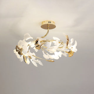 Olivia Design Plafonnier Floral Moderne Métal/Céramique Doré Salon/Chambre à Coucher