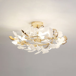 Olivia Design Plafonnier Floral Moderne Métal/Céramique Doré Salon/Chambre à Coucher