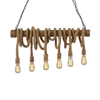 Silva Luminaires Suspensions Vintage LED Bambou/Métal Marron Salon/Chambre à Coucher