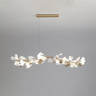 Olivia Luminaires Suspensions Feuille Moderne Céramique/Métal Doré/Blanc Bureau/Salle à Manger