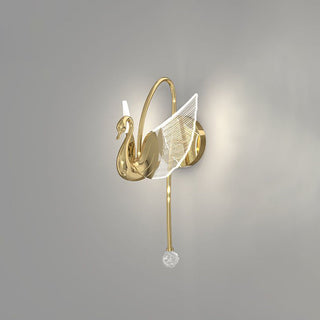 Arisha Applique Murale LED Design Cygne Art Deco Métal/Acrylique Or/Doré Rose Salon/Bureau