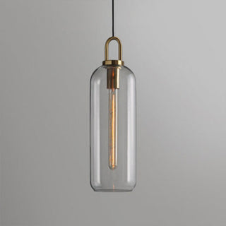 Valentina Luminaires Suspensions Cylindre Moderne Métal/Verre Gris Fumé/Clair Salon/Bureau