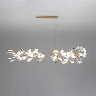 Olivia Luminaires Suspensions Feuille Moderne Céramique/Métal Doré/Blanc Bureau/Salle à Manger