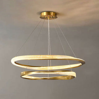 Kristy Luminaires Suspensions Anneau Moderne Métal Acrylique Noir/Cuivre Salon/Chambre à Coucher