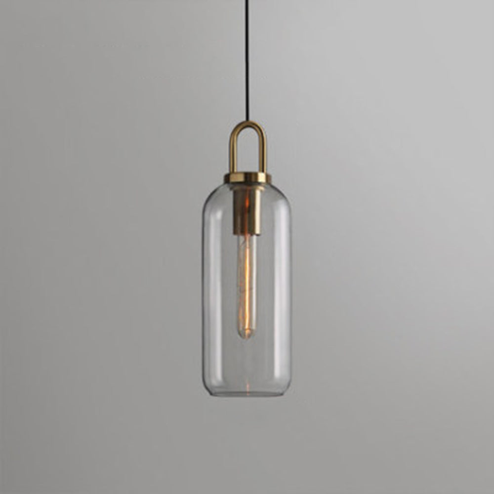 Valentina Luminaires Suspensions Cylindre Moderne Métal/Verre Gris Fumé/Clair Salon/Bureau