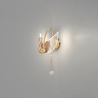 Arisha Applique Murale LED Design Cygne Art Deco Métal/Acrylique Or/Doré Rose Salon/Bureau