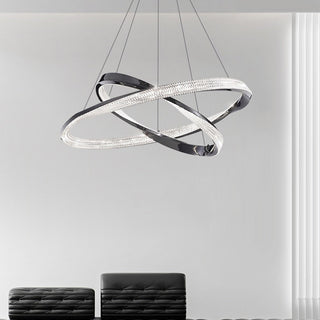 Kristy Luminaires Suspensions Anneau Moderne Métal Acrylique Noir/Cuivre Salon/Chambre à Coucher
