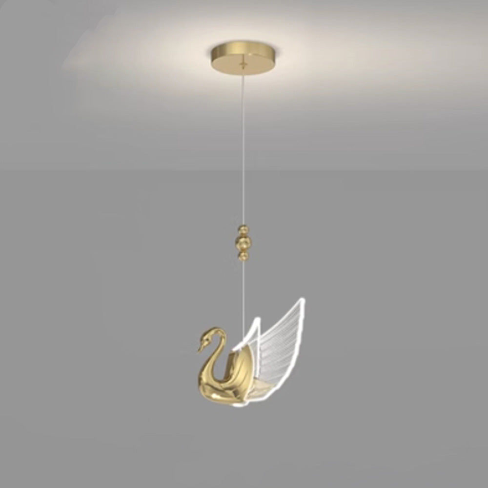 Arisha Design Luminaires Suspensions Cygne Moderne LED Métal/Acrylique Doré Rosé Salon
