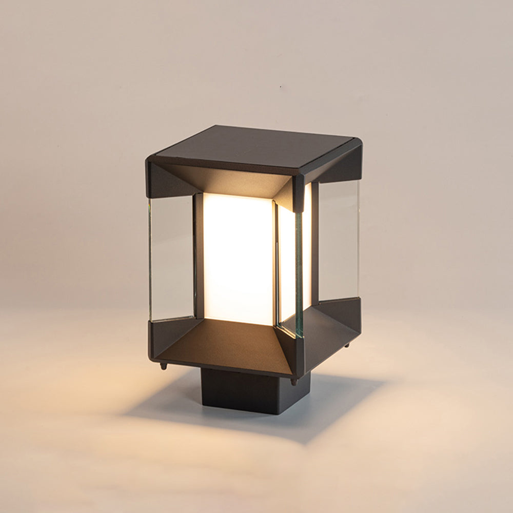 Ray Lampe de Poteau Rectangulaire Moderne, Métal/Verre, Noir/Or, Balcon