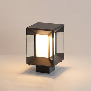 Ray Lampe de Poteau Rectangulaire Moderne, Métal/Verre, Noir/Or, Balcon