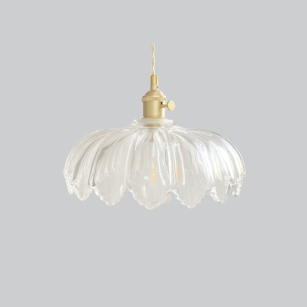 Valentina Luminaires Suspensions Art Deco Floral Vintage Métal/Verre Doré/Clair Salon/Chambre à Coucher