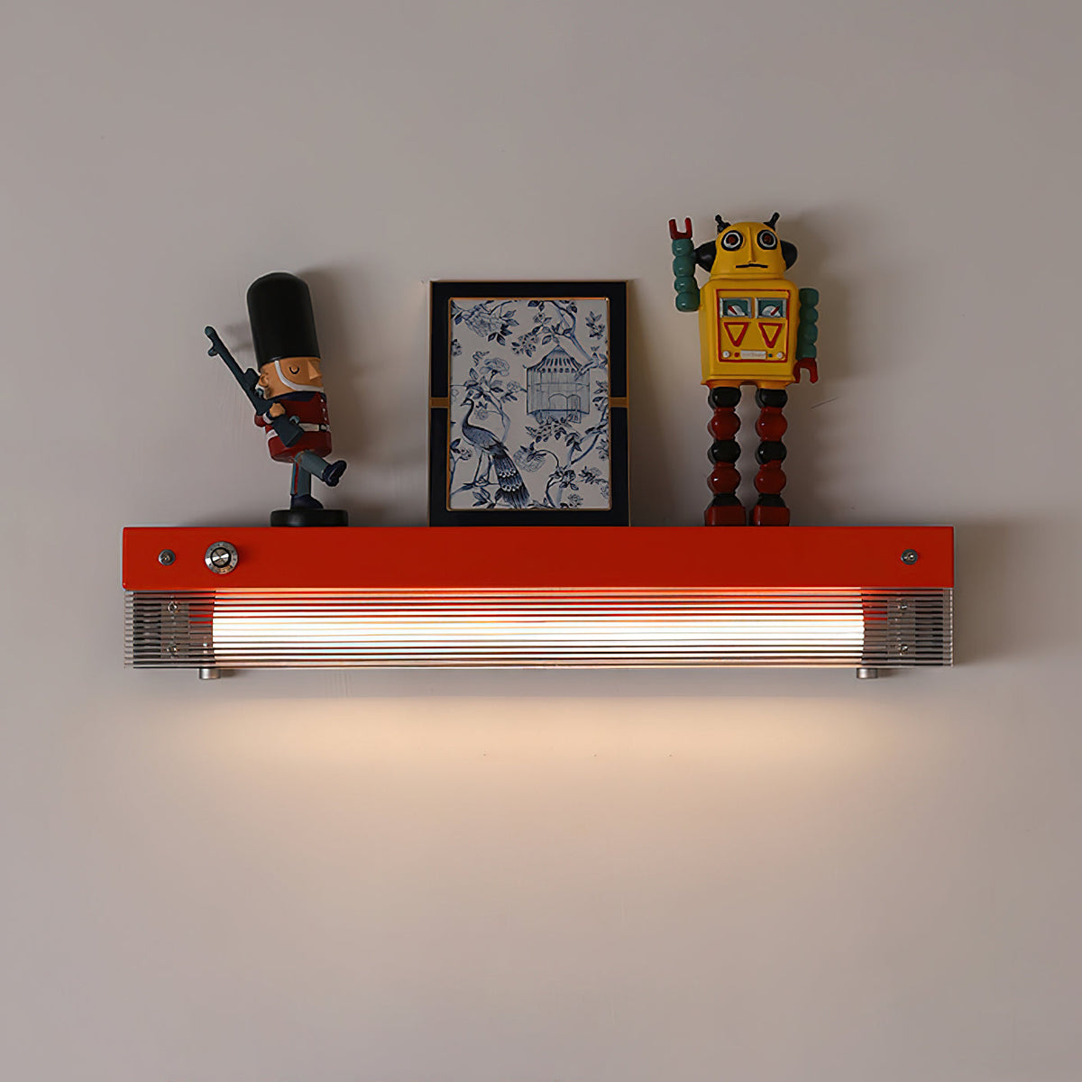 Totem Wall Lamp in a bedroom setting above a nightstand.