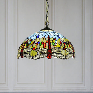 Tiffany Rustique Suspension Tachée Métal Verre Salon