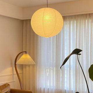 Solara Suspension Bambou Papier Washi Ronde