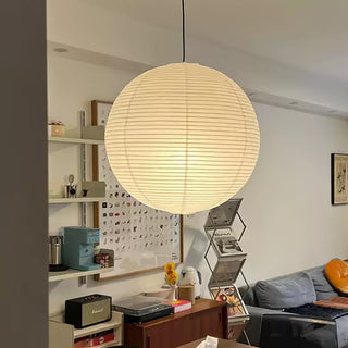 Solara Suspension Bambou Papier Washi Ronde