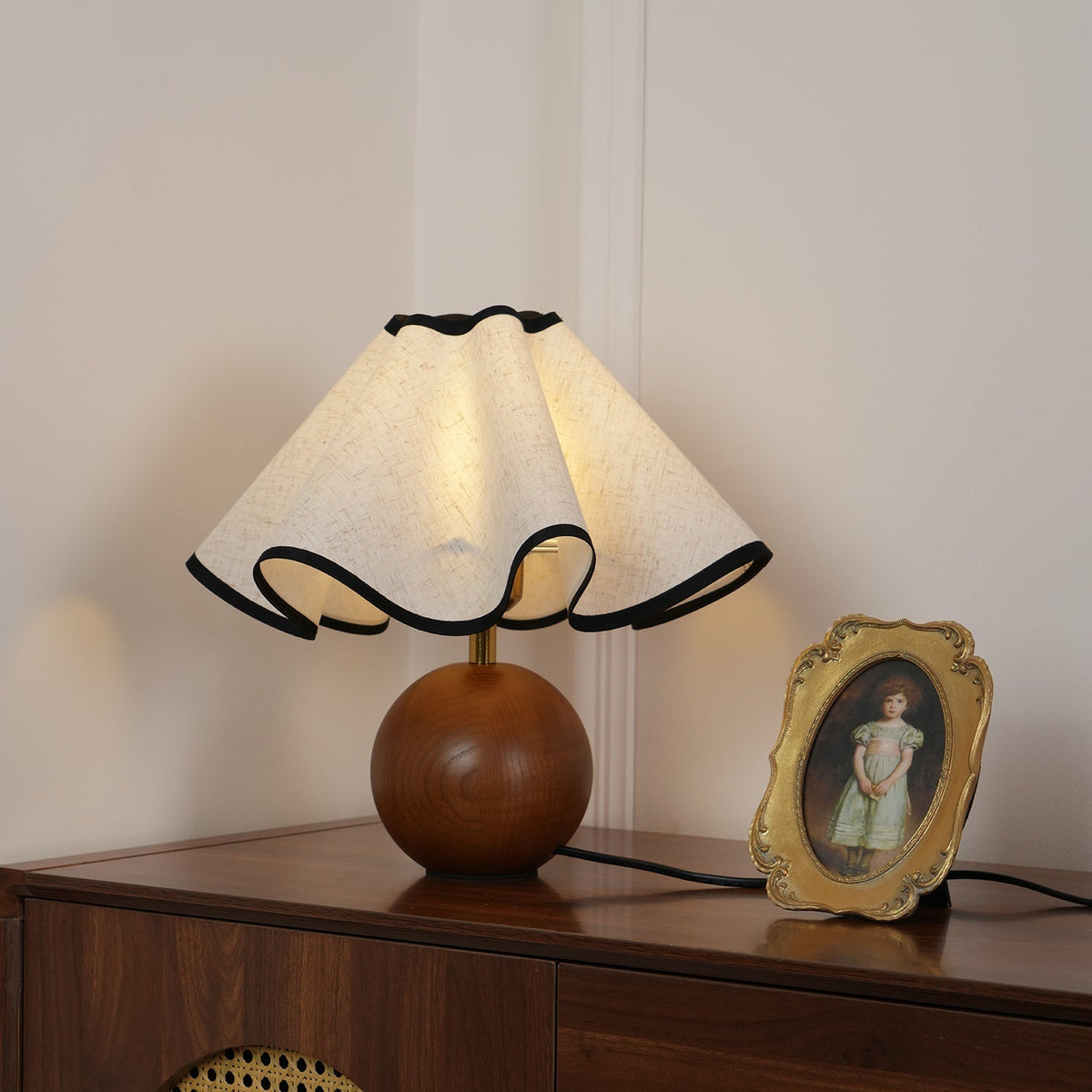 Kalion Lampe de Table en Bois Et Tissu